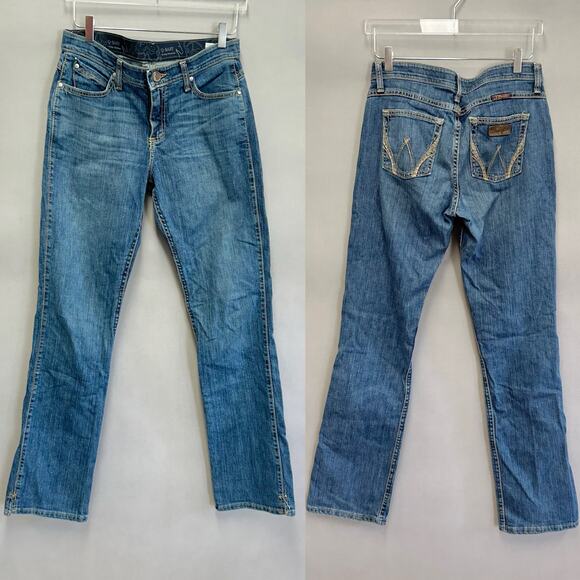 Vintage Y2k Wrangler Q-Baby Mid Rise Western Denim Jeans Size 7/8X34 Medium Wash - Picture 4 of 15